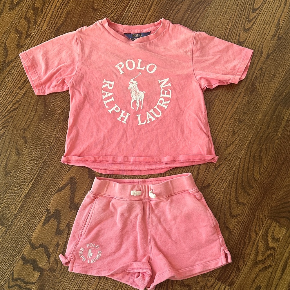 Polo Ralph Lauren Pink Logo Tee & Shorts Set 6t